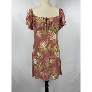 Auguste the Label Bonnie Beachside Peasant Mini Dress Peach Pink Floral 6